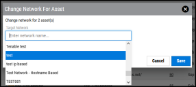 Change Application Network - Change Network For Asset Window